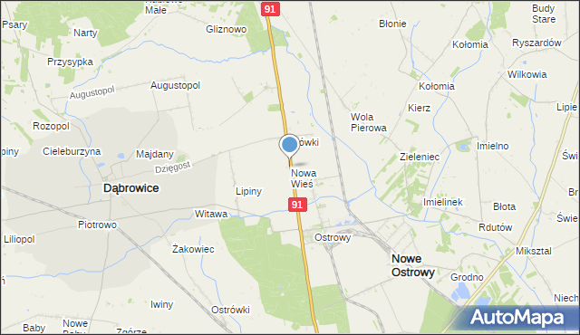 mapa Nowa Wieś, Nowa Wieś gmina Nowe Ostrowy na mapie Targeo